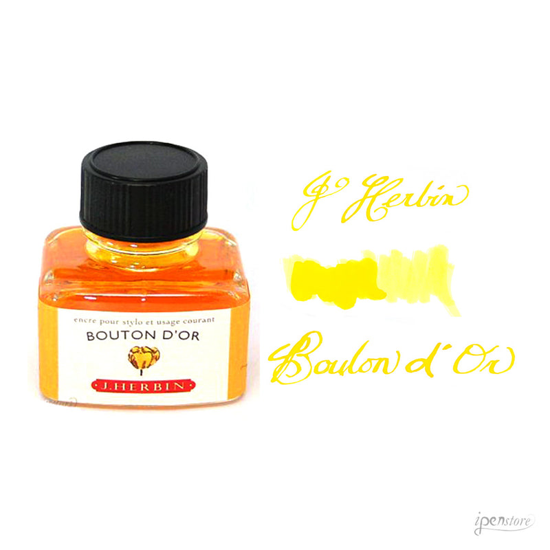 J. Herbin 30 ml Bottle Fountain Pen Ink, Bouton d'Or