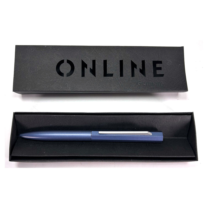 Online Pen Ballpoint Pen, Octogon-shaped Cap, Brushed Finish Blue