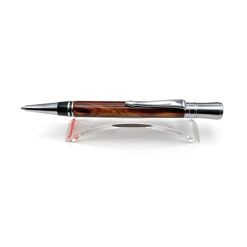 Twist Action Ballpoint Pen, Brown Acrylic Resin/Chrome Trim, Pre-Owned