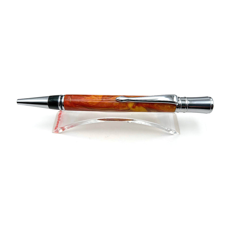 Twist Action Ballpoint Pen, Orange Acrylic Resin/Chrome Trim, Pre-Owned