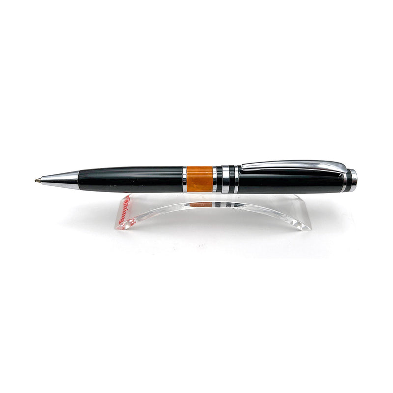 Twist Action Ballpoint Pen, Black/Orange Acrylic Resin, Chrome Trim, Pre-Owned