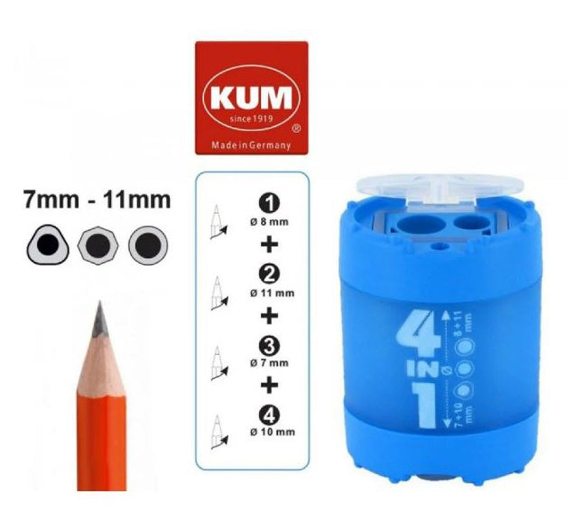 KUM 4-in-1 Pencil Sharpener for 7mm, 8mm, 10mm and 11mm Pencils