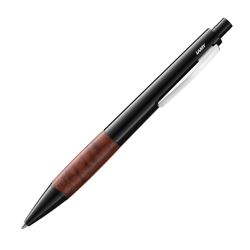 Lamy Accent Ballpoint Pen, Gloss Black w/Briar Wood Grip