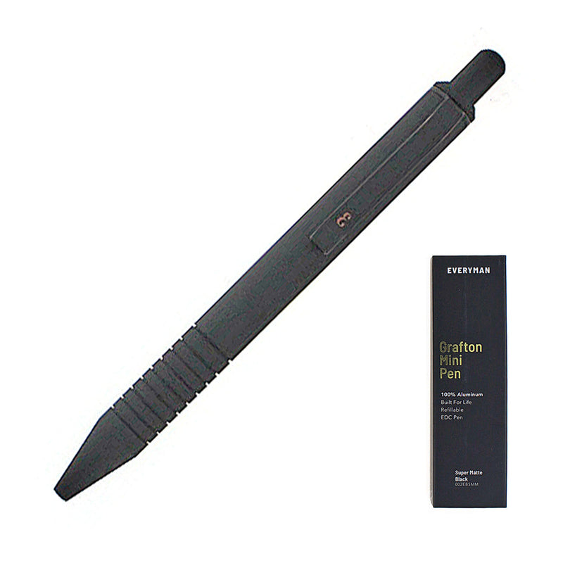 Everyman Grafton Mini Click Ballpoint Pen, Super Matte, Black