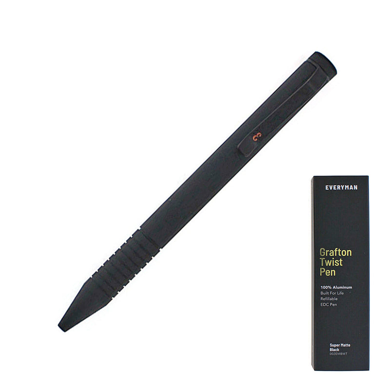 Everyman Grafton Mini Twist Ballpoint Pen, Super Matte, Black