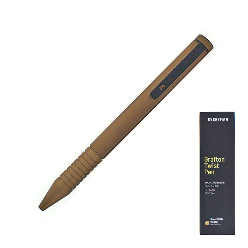 Everyman Grafton Mini Twist Ballpoint Pen, Super Matte, Military