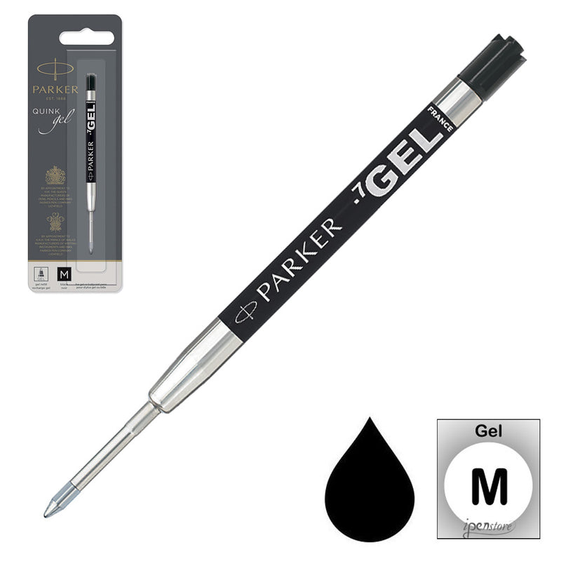 Parker QuinkGel Ballpoint Refill, Black Medium, Gel Ink, 0.7 mm