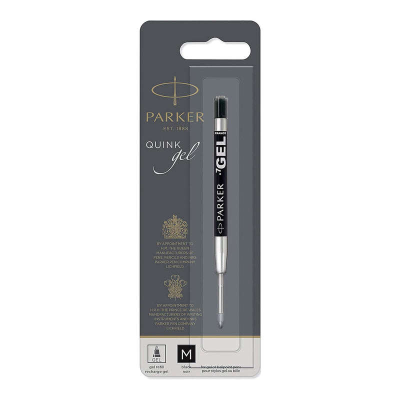 Parker QuinkGel Ballpoint Refill, Black Medium, Gel Ink, 0.7 mm