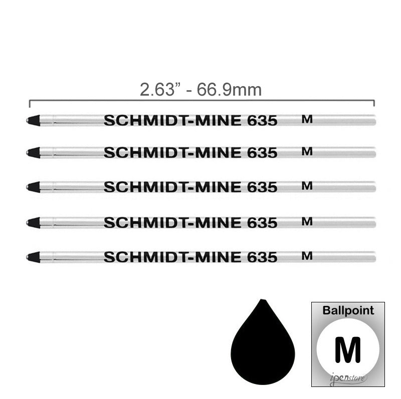 Pk/5 Retro 51 REF31S Ballpoint Refills for Tornado Elite Mini Pens, Black