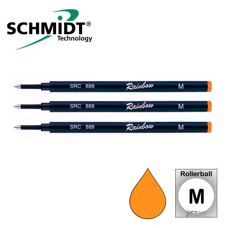 Pk/3 Schmidt 888 Rainbow Series Rollerball Refills, Orange, Medium 0.7 mm