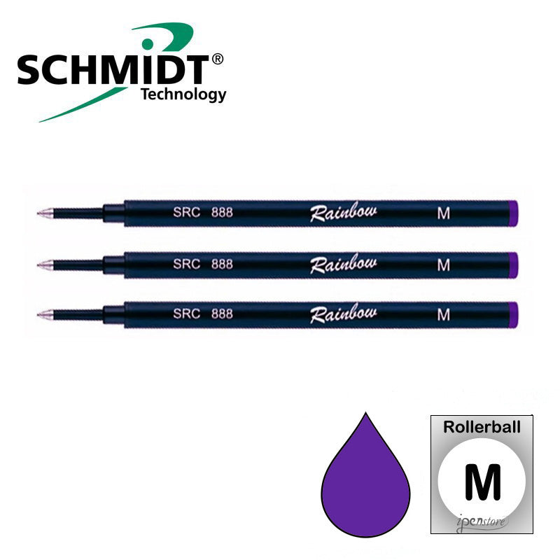 Pk/3 Schmidt 888 Rainbow Series Rollerball Refills, Purple, Medium 0.7 mm