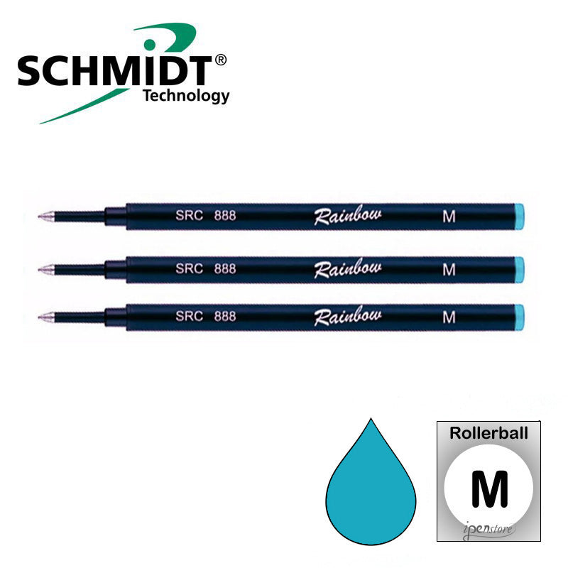 Pk/3 Schmidt 888 Rainbow Series Rollerball Refills, Turquoise, Medium 0.7 mm