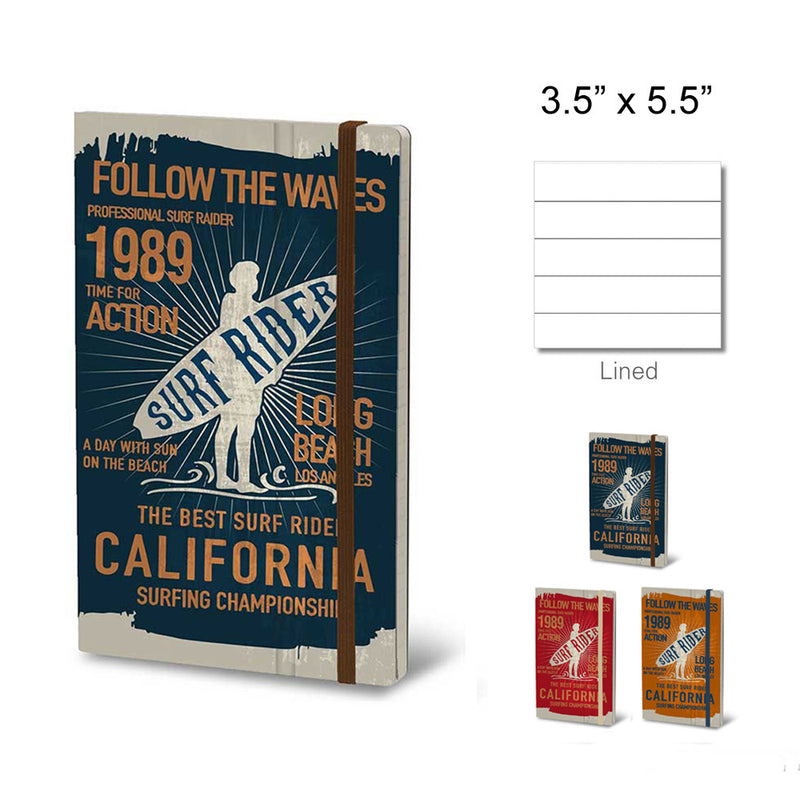 Stifflex Vintage Surfing Pocket Notebook, Surf Rider, A6 - 3.5" x 5.5" (90 x 140mm)