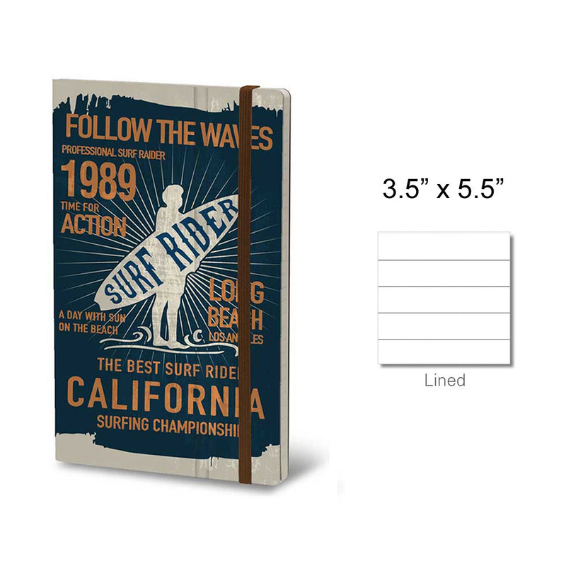 Stifflex Vintage Surfing Pocket Notebook, Surf Rider, A6-3.5"x5.5" Lined, Blue