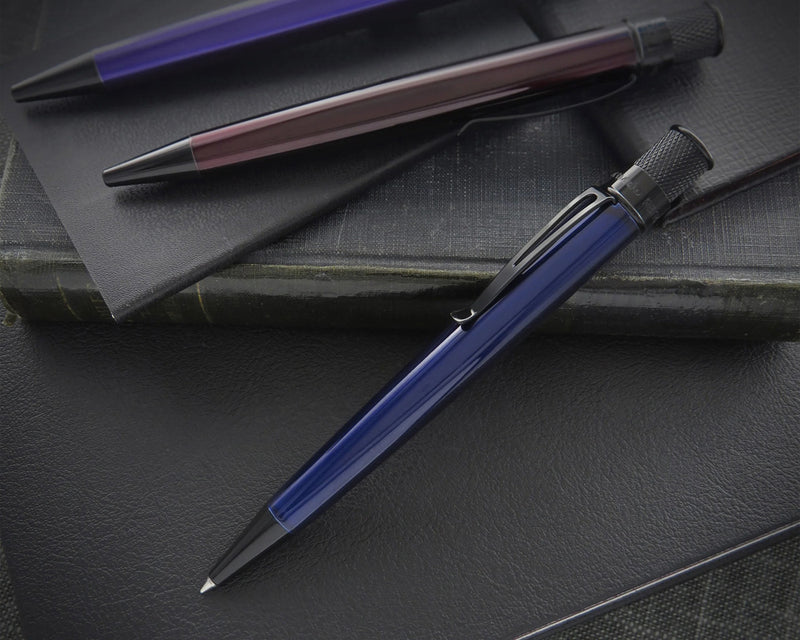 Retro 51 Tornado Stealth Lacquer Rollerball Pen, Blue-Black