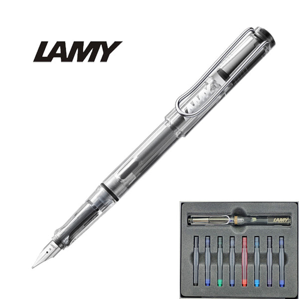 Lamy Safari Fountain Pen Gift Set, Vista (Clear), EF Nib