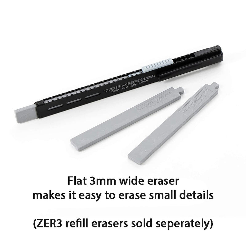 PENTEL Arts Retractable Clic Eraser Pro, Black