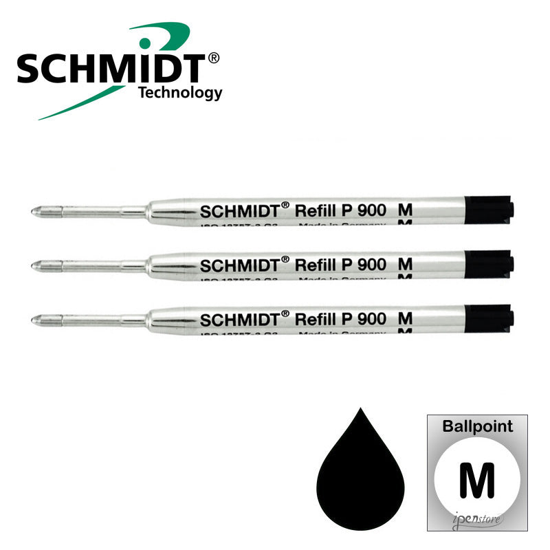 Pk/3 Schmidt P900 Parker-style Ballpoint Refills, Black Medium