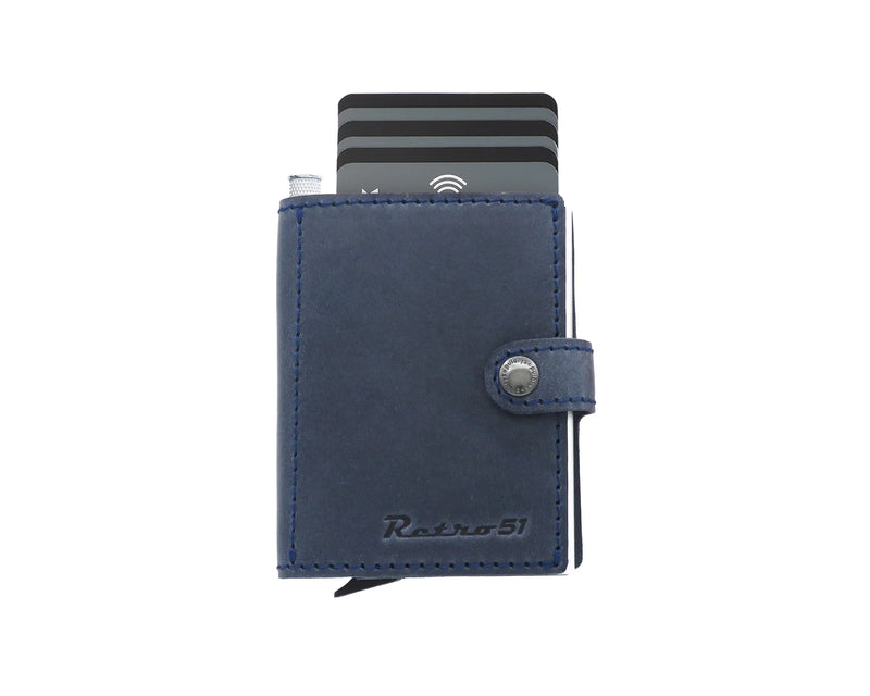 Retro 51 Modern Traveler Leather Wallet w/Elite Pen, Navy Blue