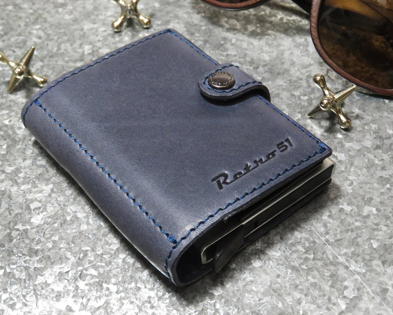 Retro 51 Modern Traveler Leather Wallet w/Elite Pen, Navy Blue