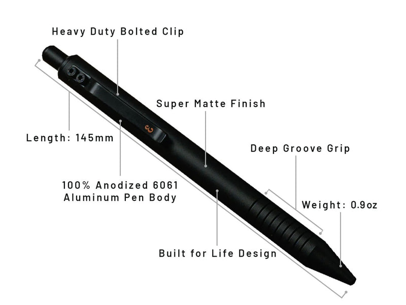 Everyman Grafton Ballpoint Pen, Super Matte, Black