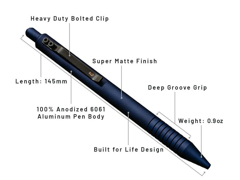 Everyman Grafton Ballpoint Pen, Super Matte, Midnight Blue