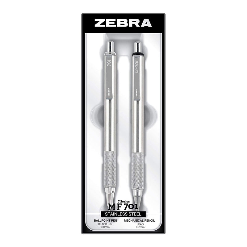 Zebra F/M-701 All Metal Retractable Ballpoint Pen & 0.7mm Pencil Set, Gift Boxed