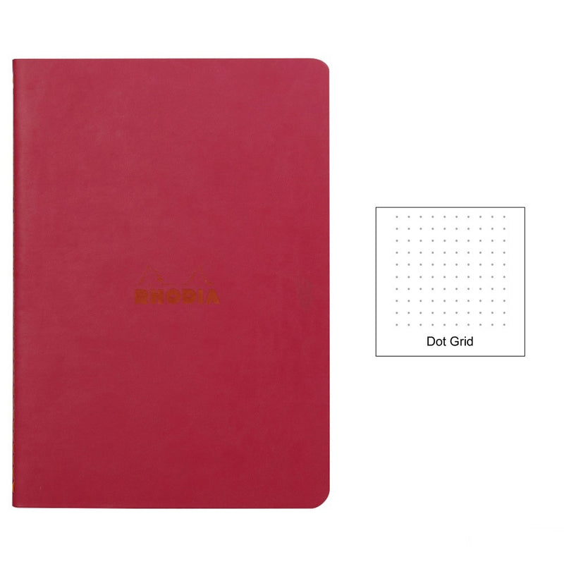 Rhodia Rhodiarama Softcover Notebook A5 - 5.8" x 8.3" (148 x 210mm) Dot Grid, Raspberry Cover