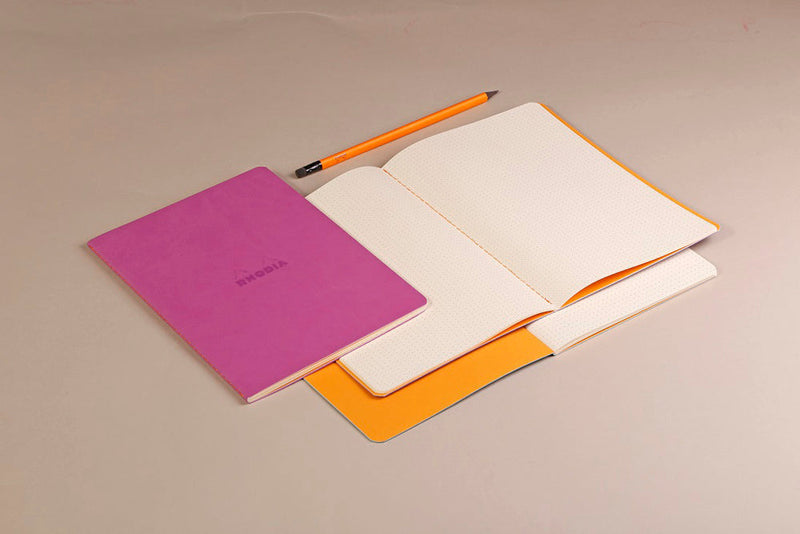 Rhodia Rhodiarama Softcover Notebook A5 - 5.8" x 8.3" (148 x 210mm) Dot Grid, Raspberry Cover