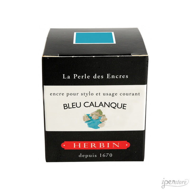 J. Herbin 30 ml Bottle Fountain Pen Ink, Bleu Calanque