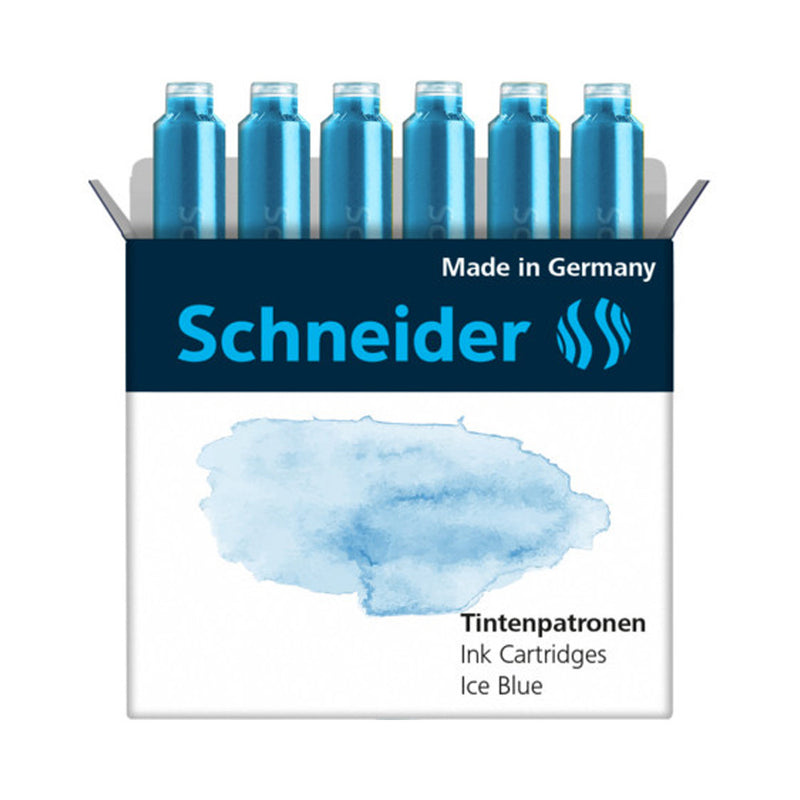 Pk/6 Schneider Pastel Fountain Pen Ink Cartridges, Ice Blue