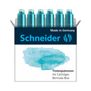 Pk/6 Schneider Pastel Fountain Pen Ink Cartridges, Bermuda Blue