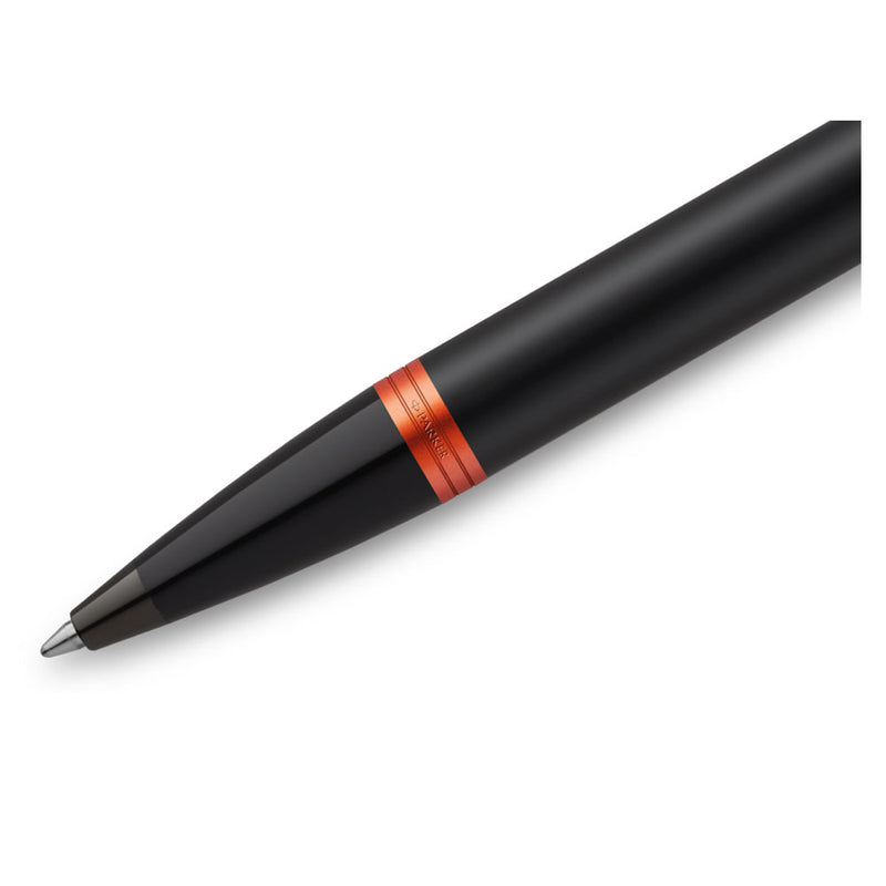 Parker IM Vibrant Rings Ballpoint Pen, Matte Black/Flame Orange