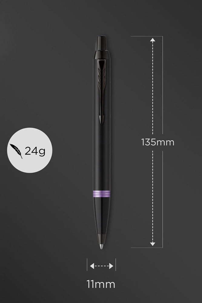 Parker IM Vibrant Rings Ballpoint Pen, Matte Black/Amethyst Purple