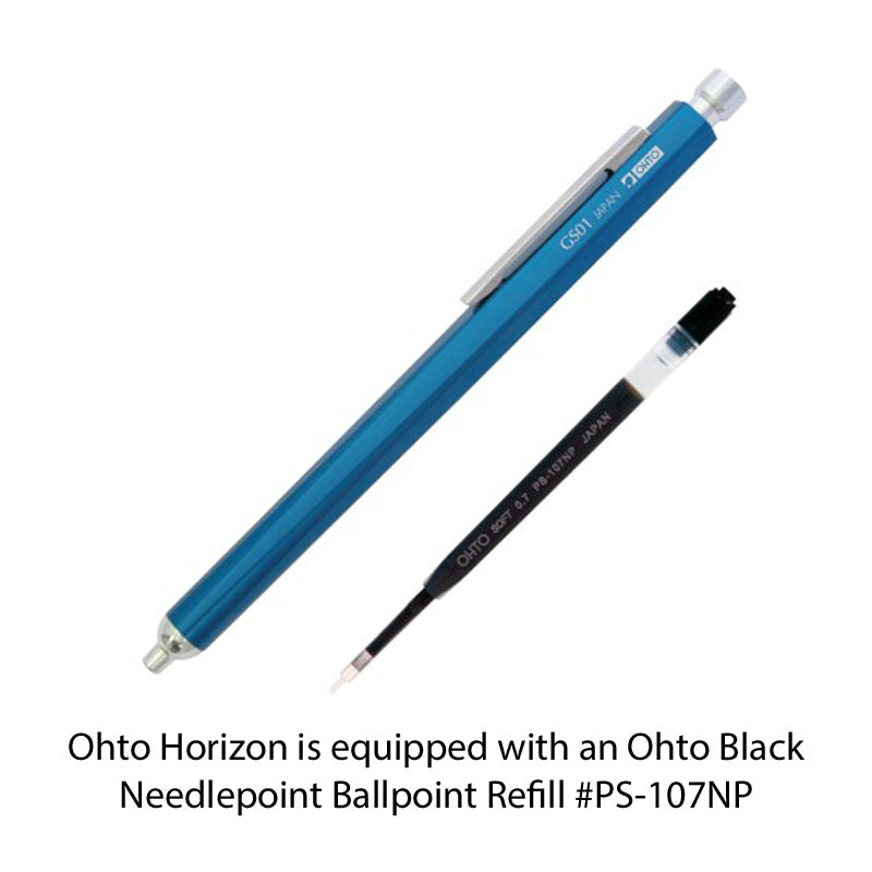 Ohto Horizon Aluminum Hexagon Barrel Needlepoint Ballpoint Pen GS01-S7-BL, Blue