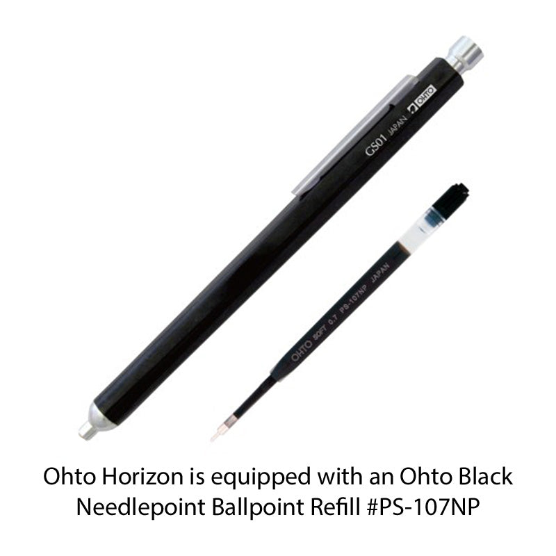 Ohto Horizon Aluminum Hexagon Barrel Needlepoint Ballpoint Pen GS01-S7-BK, Black