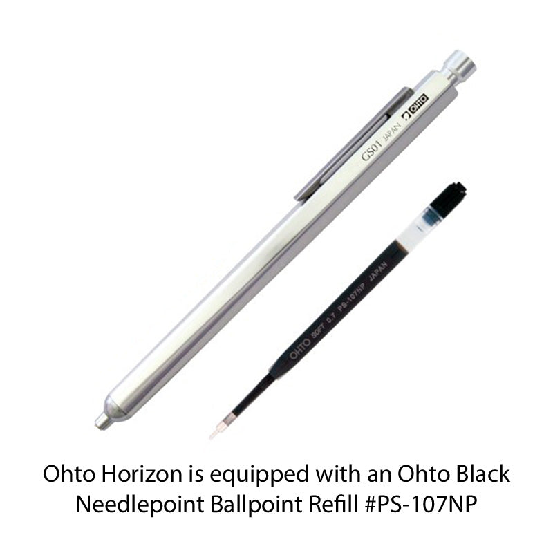 Ohto Horizon Aluminum Hexagon Barrel Needlepoint Ballpoint Pen GS01-S7-SV, Silver