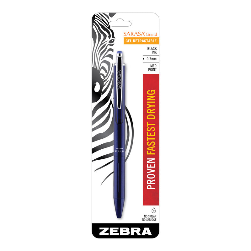 Zebra Sarasa Grand Gel Brass Barrel Retractable Pen, Navy Blue