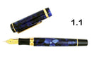 Rosetta Magellan Fountain Pen, Dark Blue Marble, Gold Trim, 6 nib choices