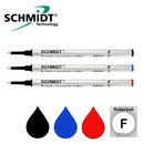 Pk/3 Schmidt 5888 Safety Ceramic Rollerball Refills, Black-Blue-Red Fine