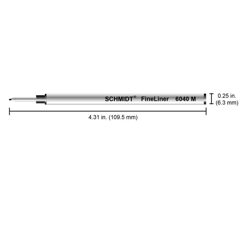 Schmidt 6040 Fineliner Refill for Rollerball Pens, Fiber Tip, Black Medium