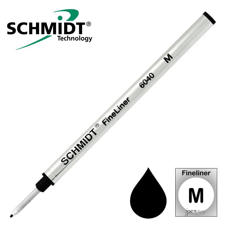 Schmidt 6040 Fineliner Refill for Rollerball Pens, Fiber Tip, Black Medium