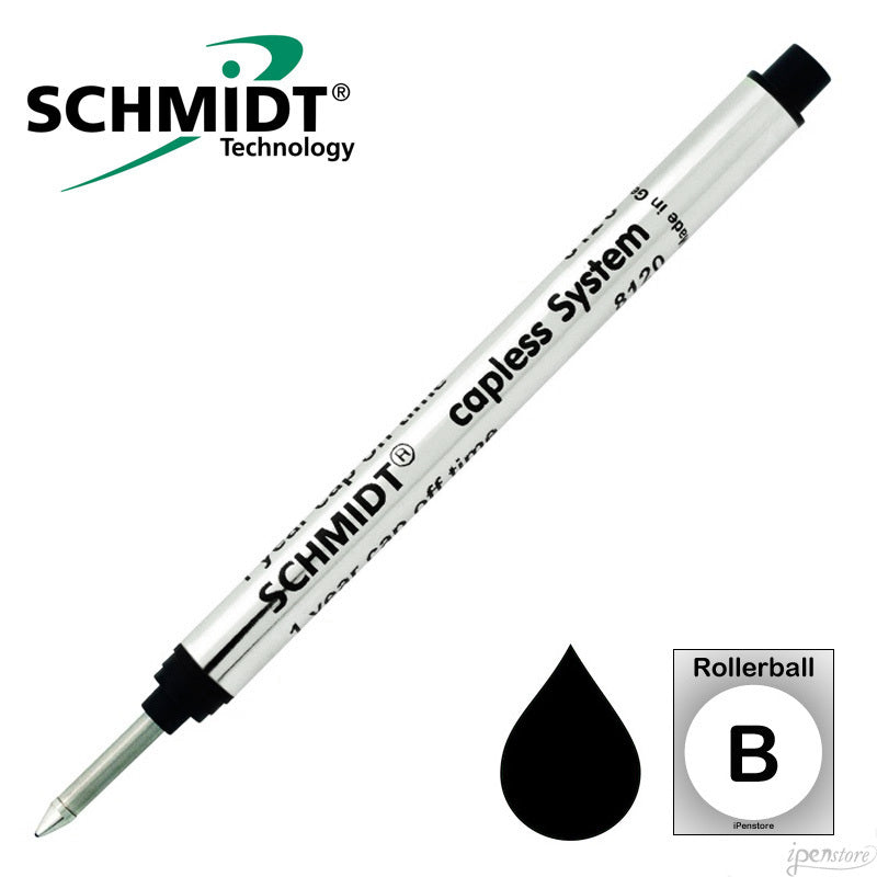 Schmidt 8120 Long Capless Rollerball Refill, Black, Broad 1.0 mm