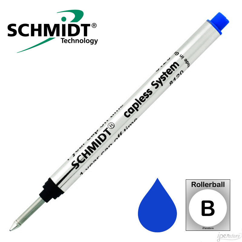 Schmidt 8120 Long Capless Rollerball Refill, Blue, Broad 1.0 mm