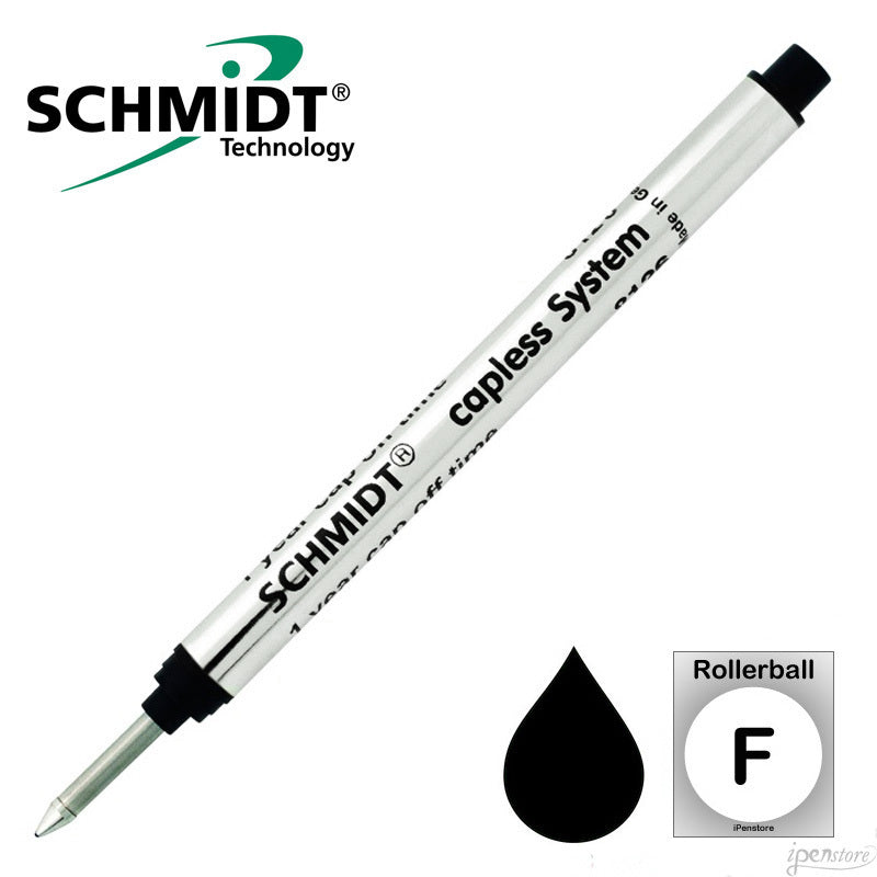 Schmidt 8126 Long Capless Rollerball Refill, Black, Fine 0.6 mm