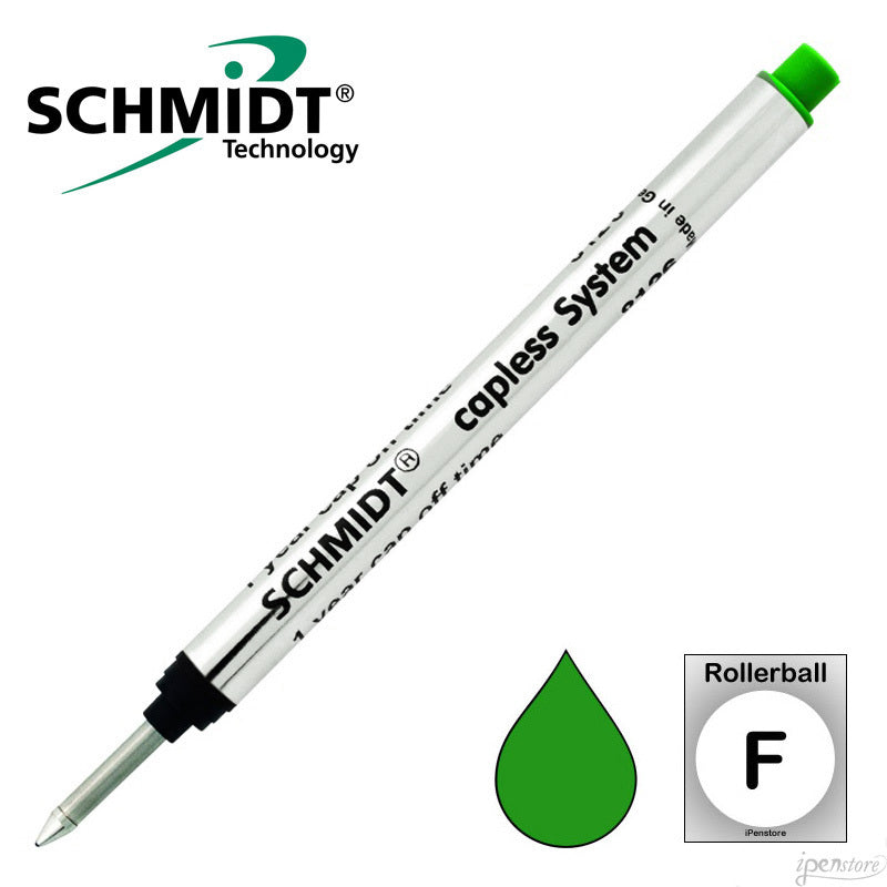 Schmidt 8126 Long Capless Rollerball Refill, Green, Fine 0.6 mm
