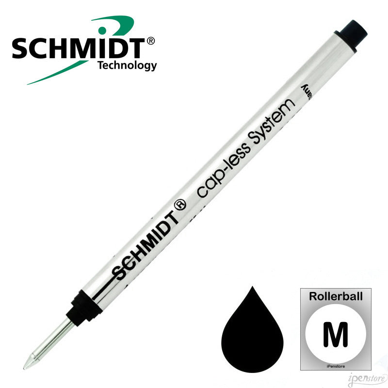 Schmidt 8127 Long Capless Rollerball Refill, Black, Medium 0.7 mm