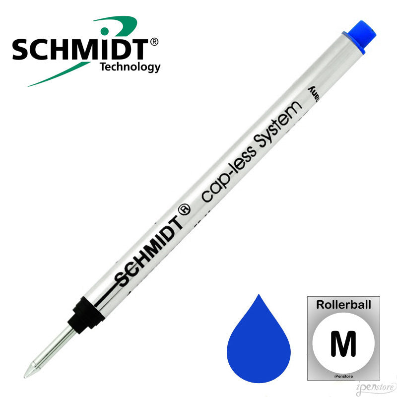 Schmidt 8127 Long Capless Rollerball Refill, Blue, Medium 0.7 mm