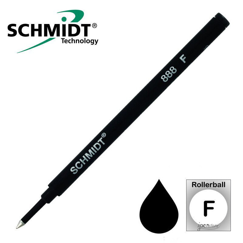 Schmidt 888 Safety Ceramic Rollerball Refill, Black, Fine 0.6 mm