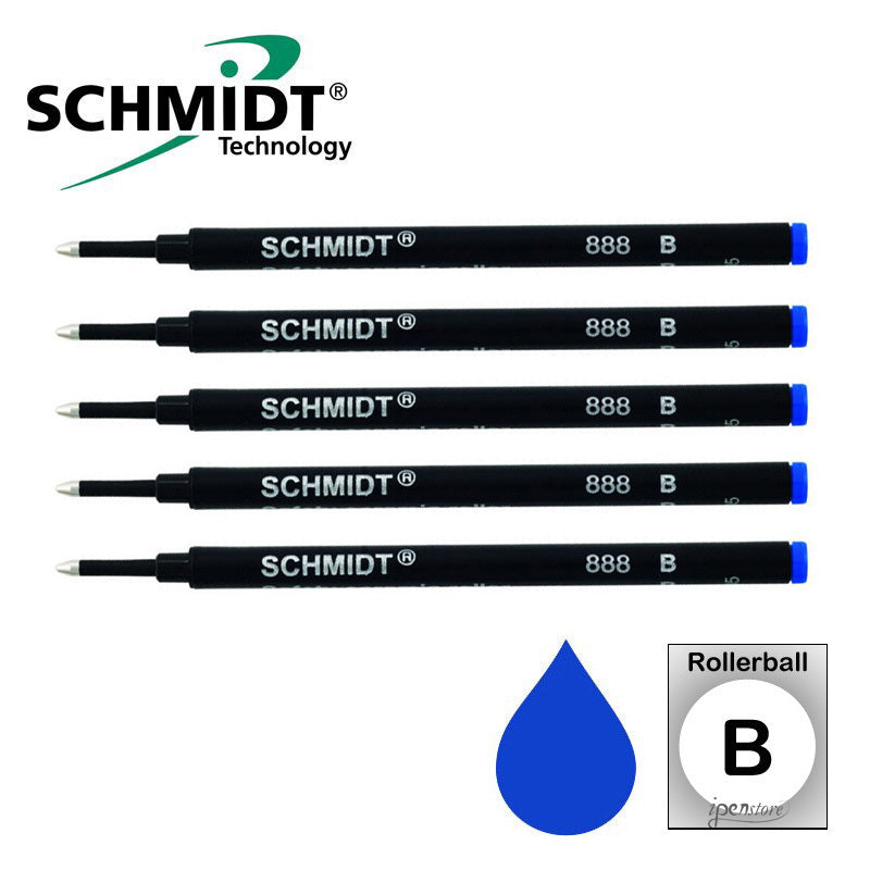 Pk/5 Schmidt 888 Safety Ceramic Rollerball Refills, Blue, Broad 1.0 mm